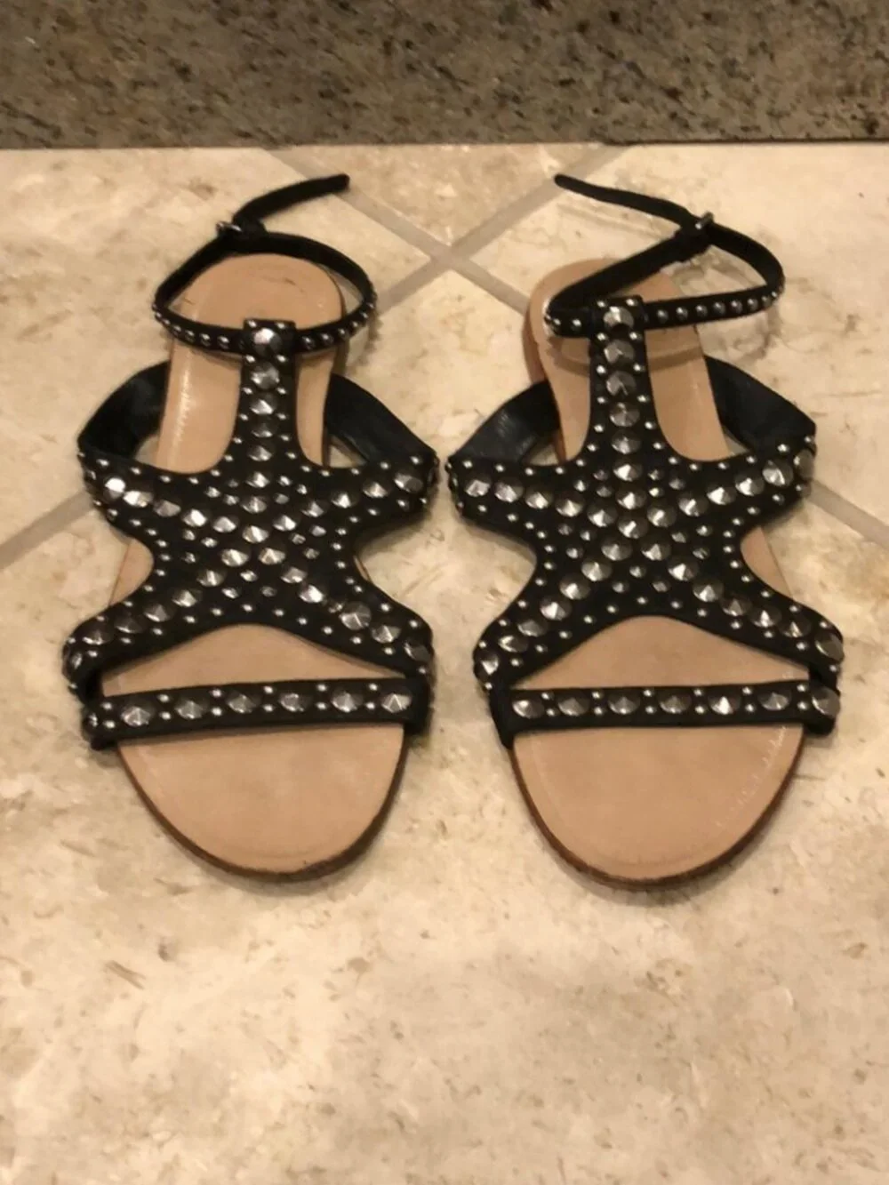 Vintage Miu Miu strappy studded cutout starfish leather flat gladiator sandal